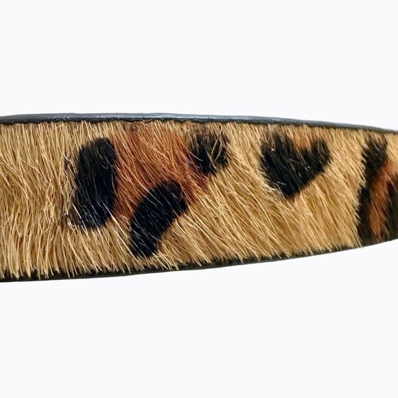 Express Skinny Belt SP Genuine Leather Brown Cheetah Animal Print Calf Hair Y2K - Picture 3 of 5